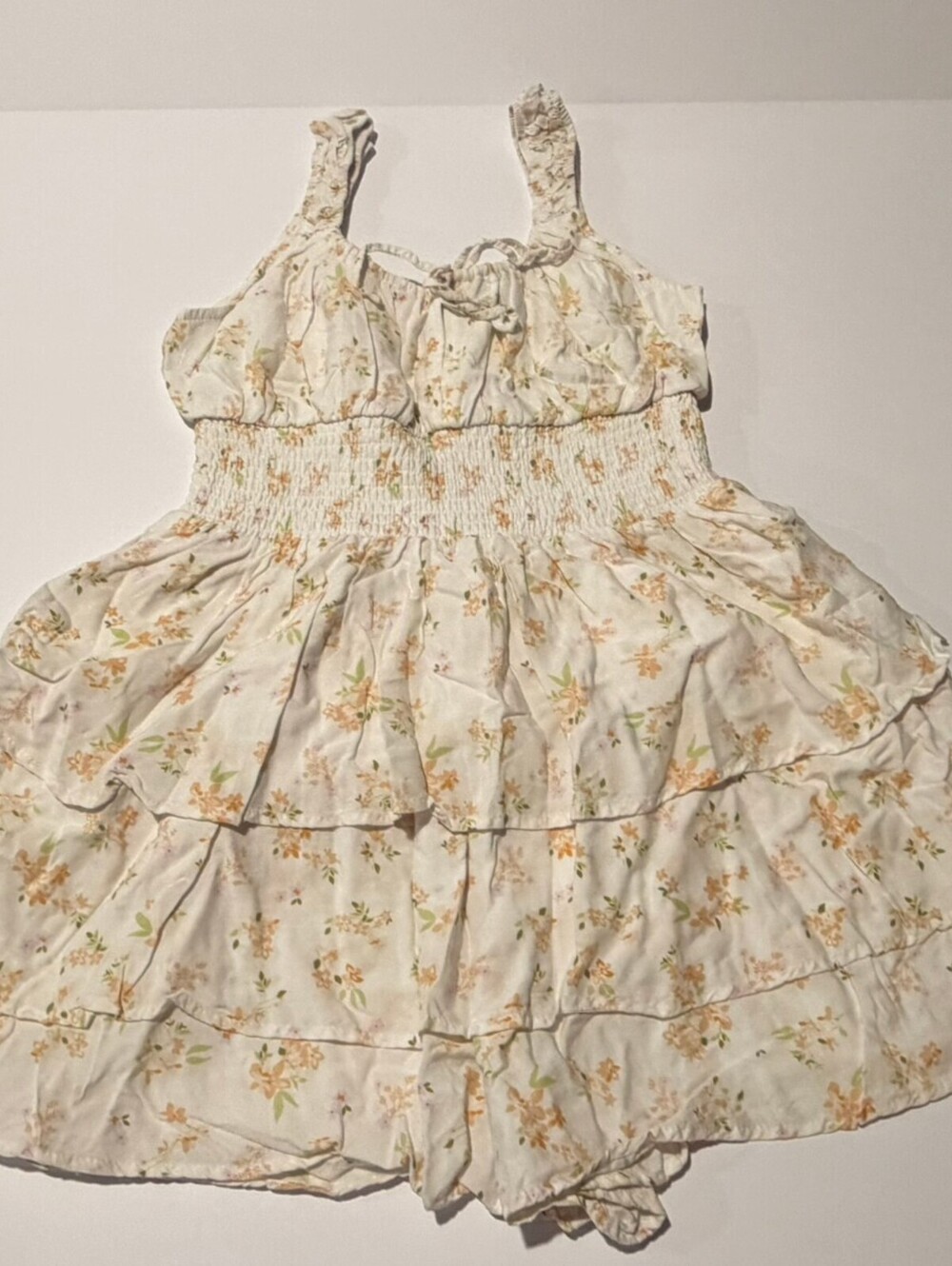 No Boundaries cream floral tiered sleeveless dress